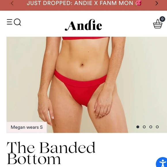 NWT Andie The Banded Cheeky Bottom Swimsuit bottoms only sz S cherry red - Picture 1 of 2